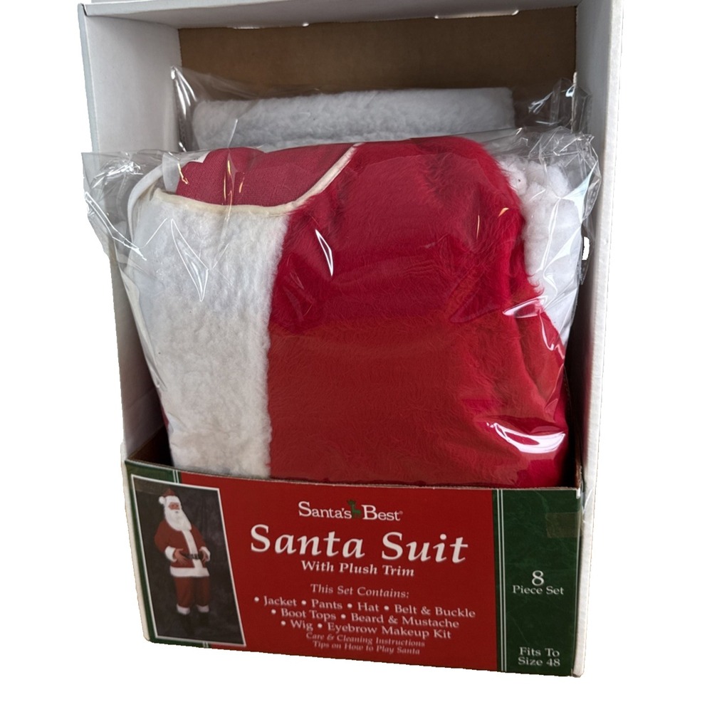 Complete Santa Claus Suit VINTAGE 8 Piece Size L/XL Fits Up To 48" Original Box